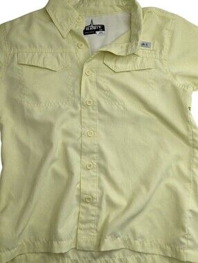 Habit Boys Sz S Short Sleeve Button Down Fishing Shirt Yellow 40+ Solar Factor U
